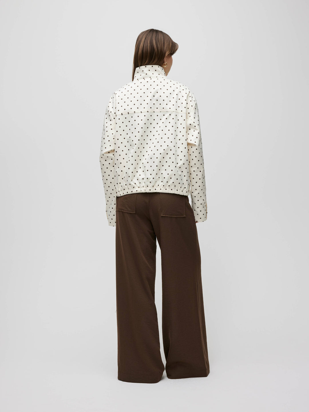 Sienna Jacket | Polka Dot Funnel Neck Bomber Jacket