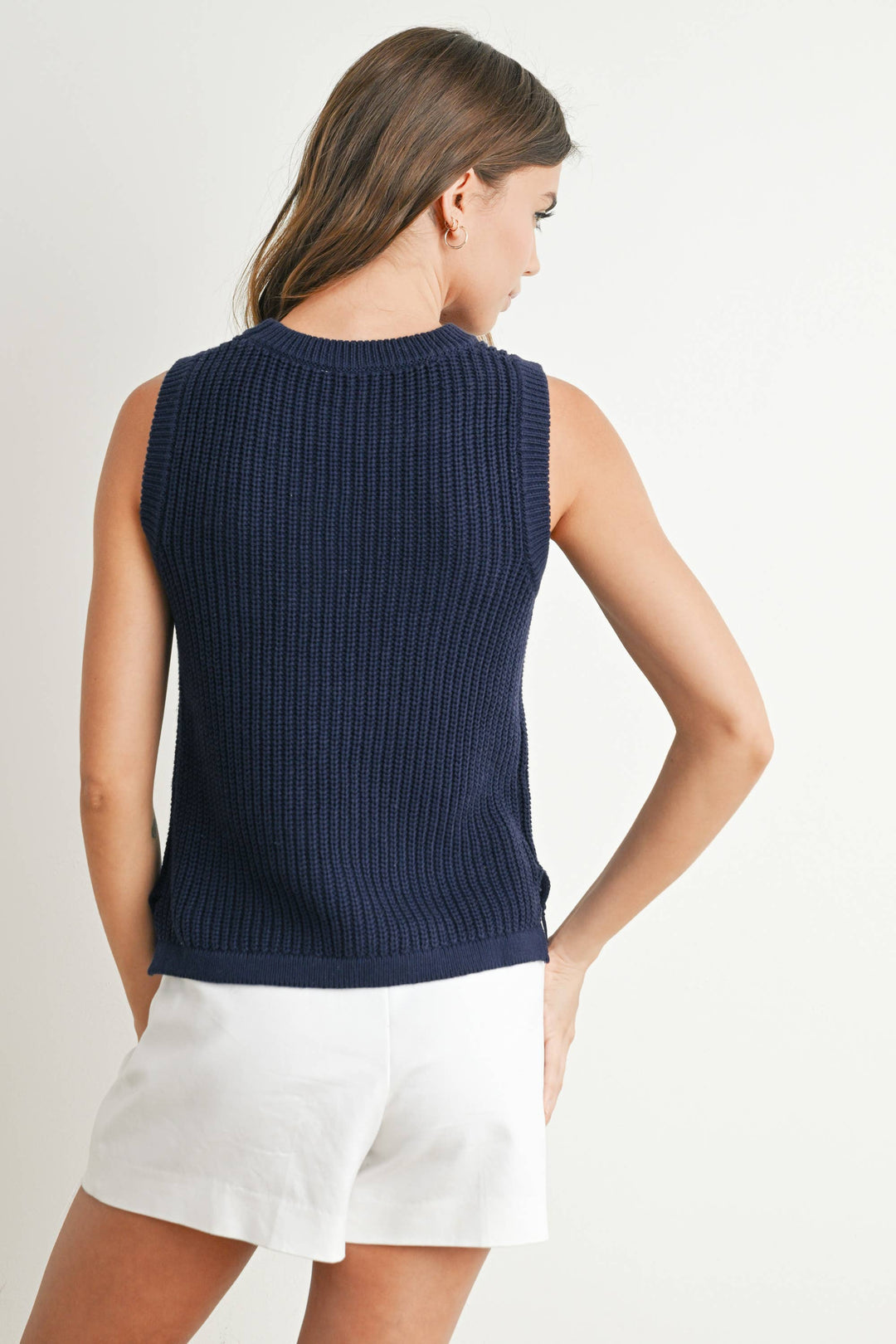 Liberty Flag Sleeveless Sweater - Navy