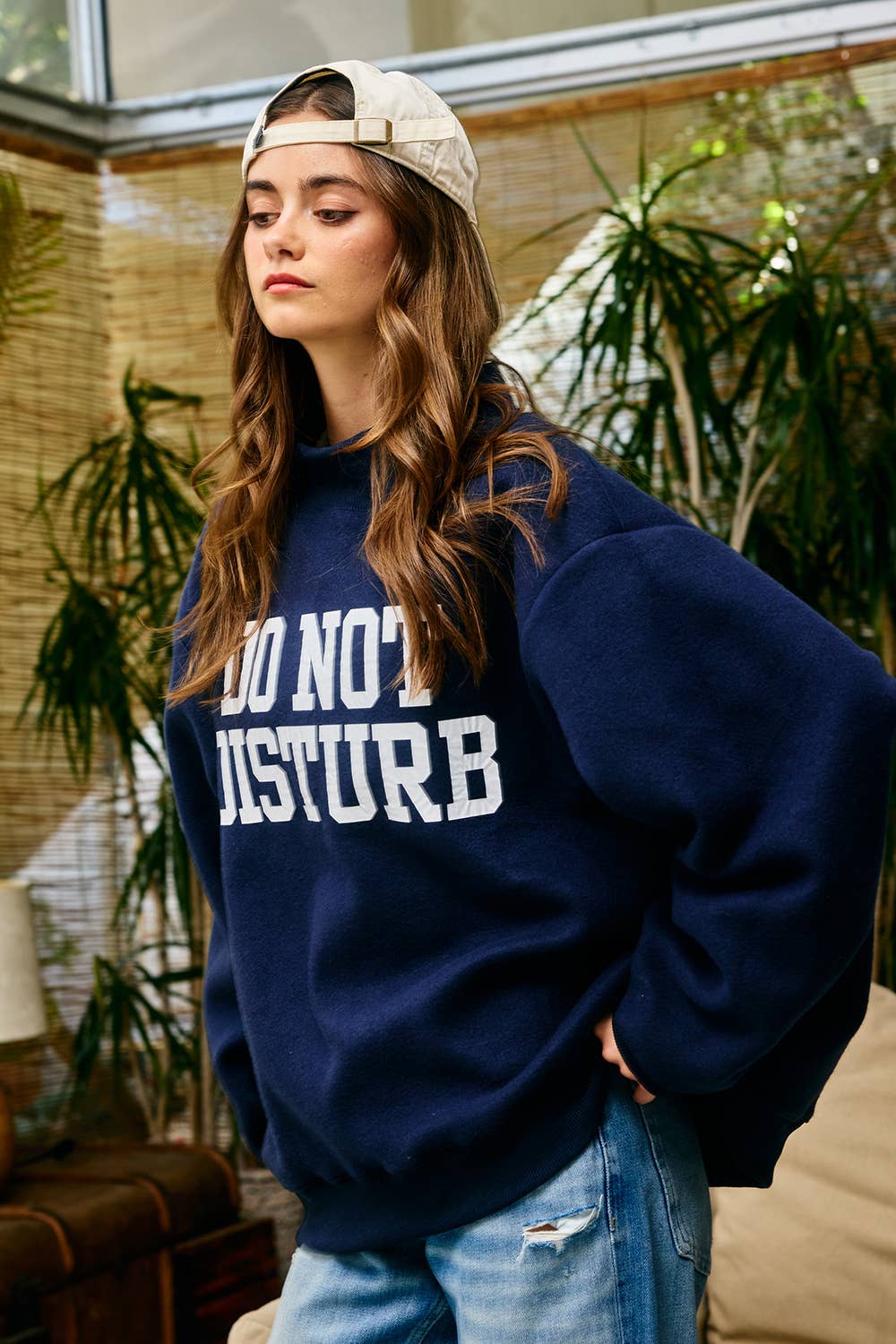 Reversible Homebody/Do Not Disturb Mock Neck Sweatshirt