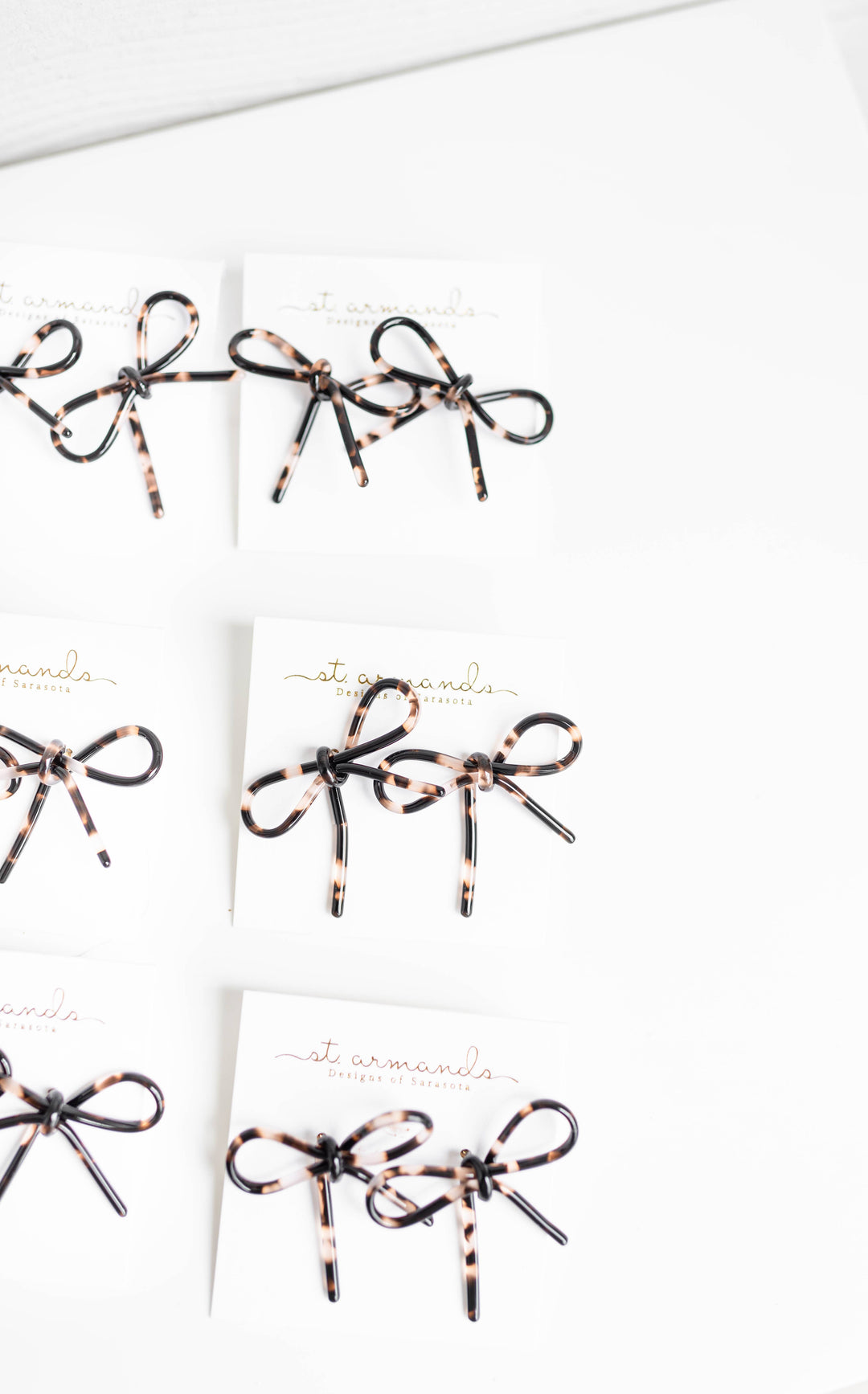 Blonde Tortoise Bow Stud Earrings