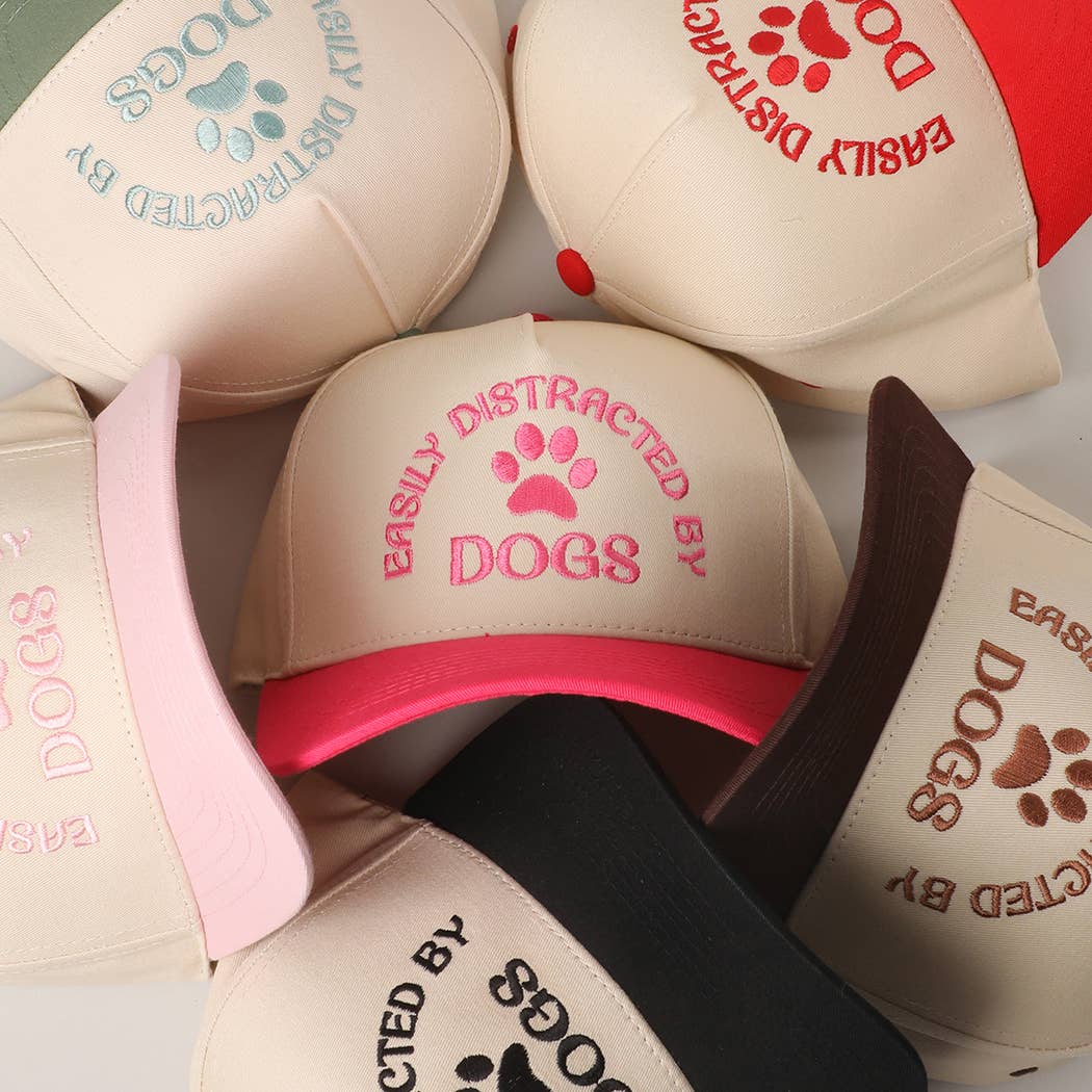 Easily Distracted by Dogs Embroidered Hat