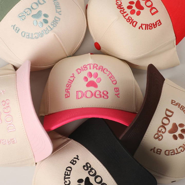 Easily Distracted by Dogs Embroidered Hat