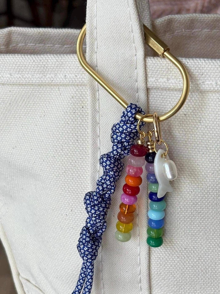 Handmade Bag Charm Keychains with Glass & Ceramic Beads