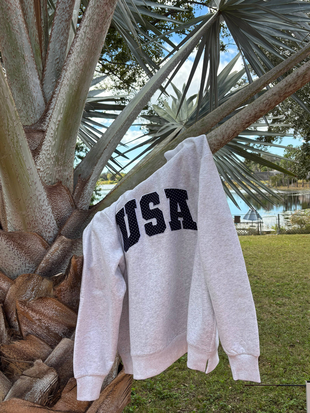 Navy Polka Dot USA Mockneck