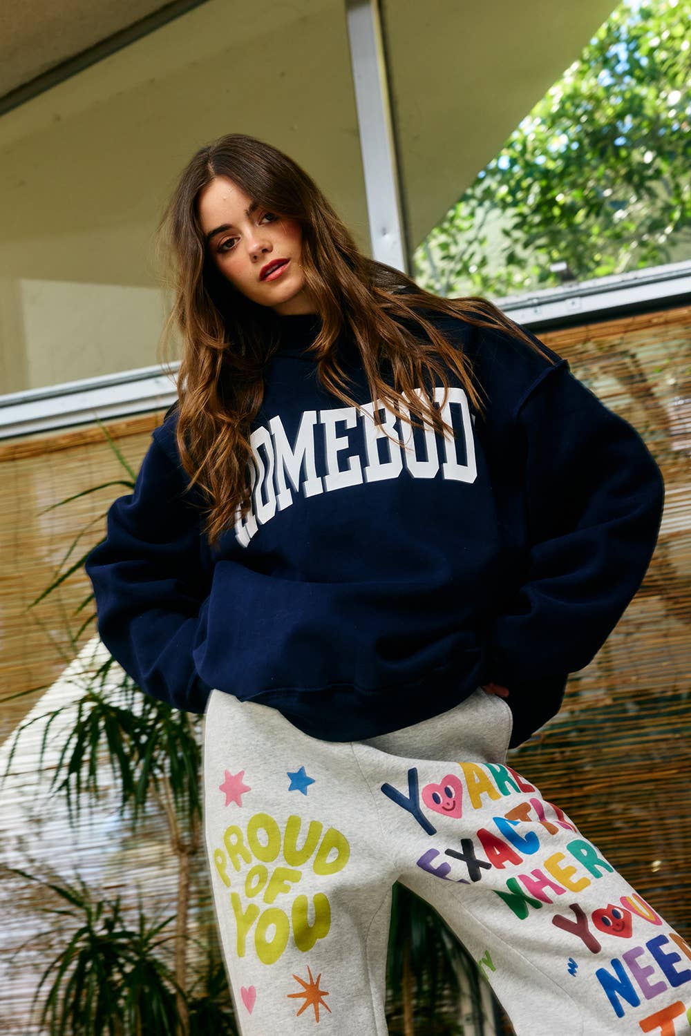 Reversible Homebody/Do Not Disturb Mock Neck Sweatshirt