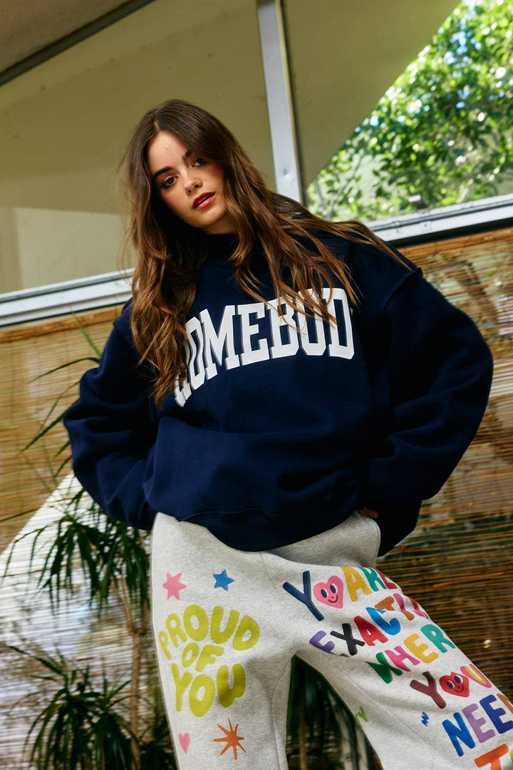 Reversible Homebody/Do Not Disturb Mock Neck Sweatshirt