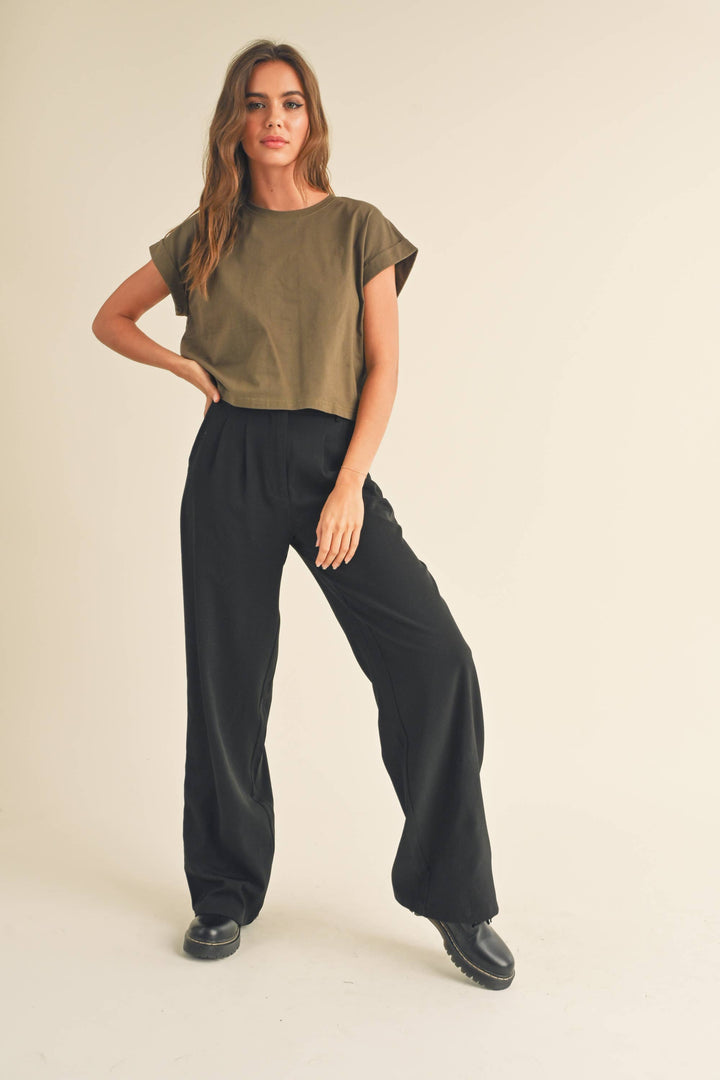 Crystal Cuffed Sleeve Tee