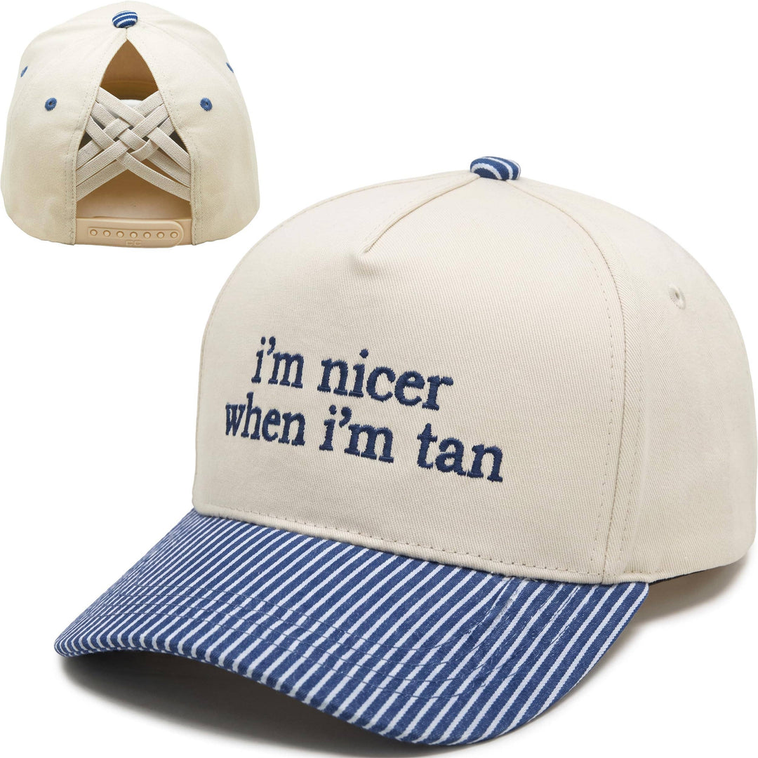I'm Nicer When I'm Tan - Blue Pinstripe Hat