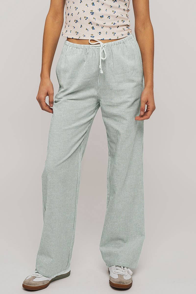 Sarina Pinstripe Drawstring Wide Leg Lounge Pants