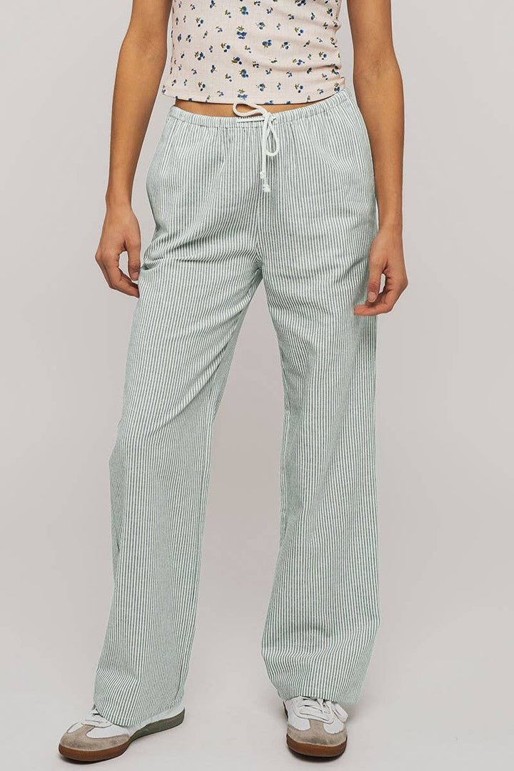 Sarina Pinstripe Drawstring Wide Leg Lounge Pants