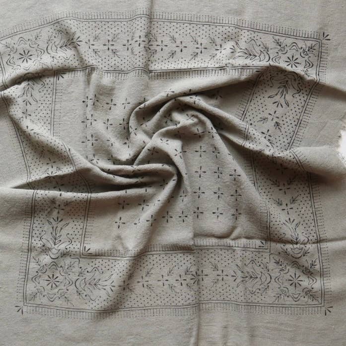 Raw Silk Bandana- Sage Grey