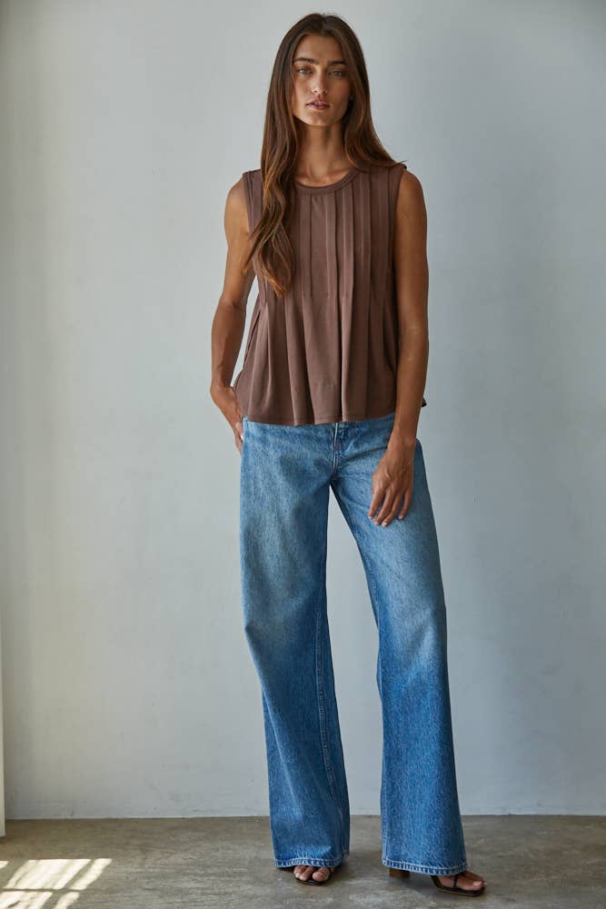 Chloe Jersey Pleated Front Tank
