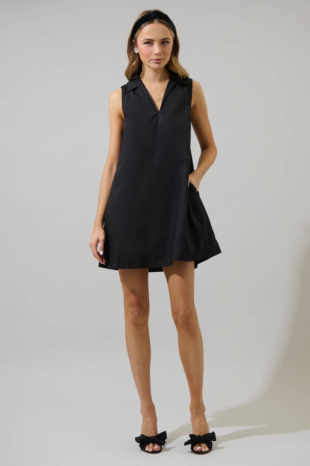 Lexya Collared Shift Dress - Black