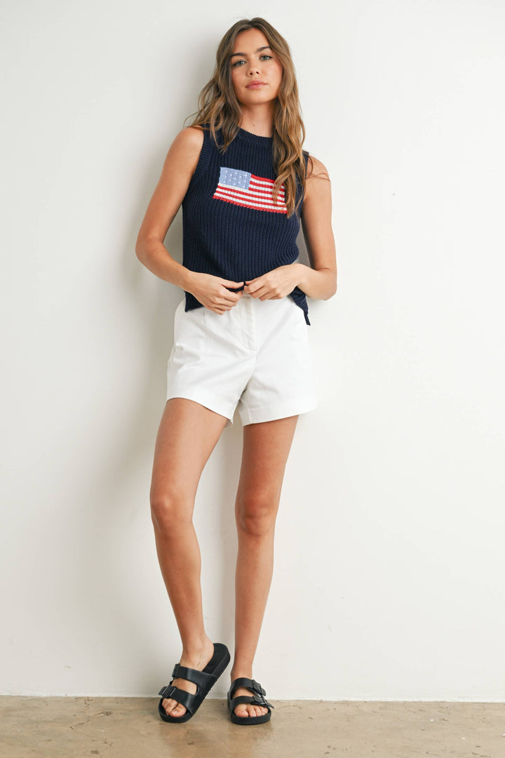 Liberty Flag Sleeveless Sweater - Navy