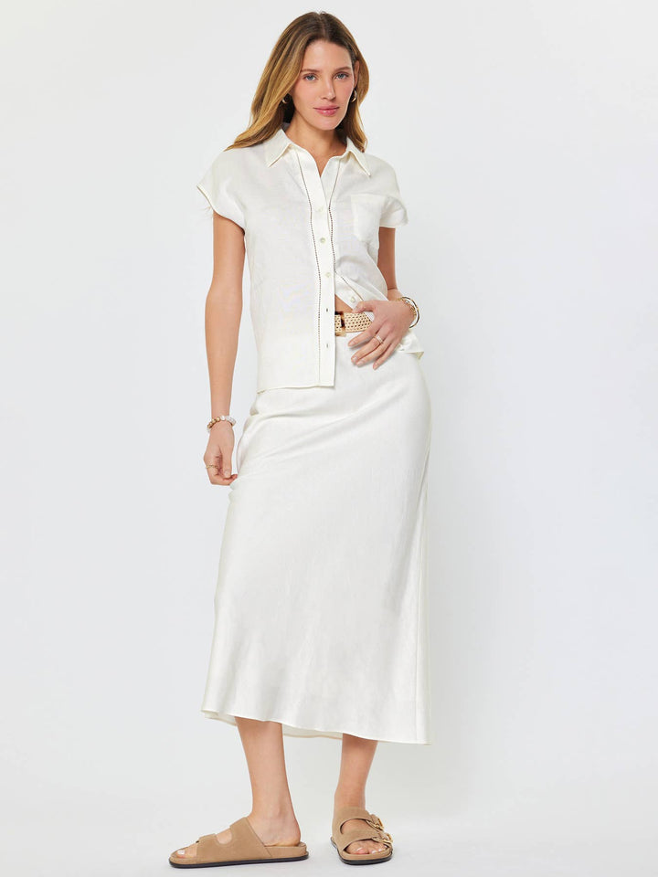 Milos Linen Blend Skirt W/Raffia Belt