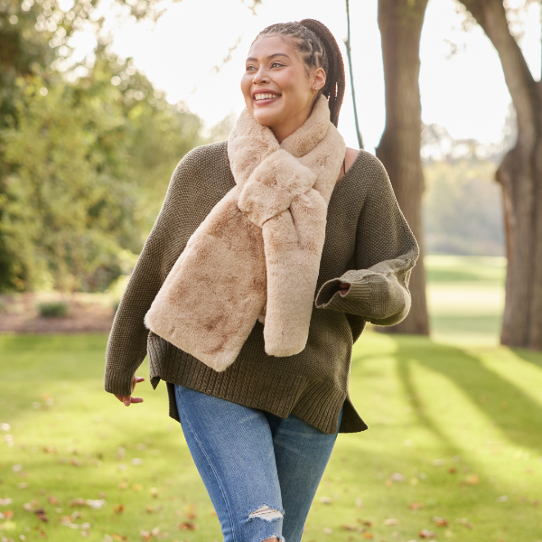 Camelia Fur Wrap Scarf