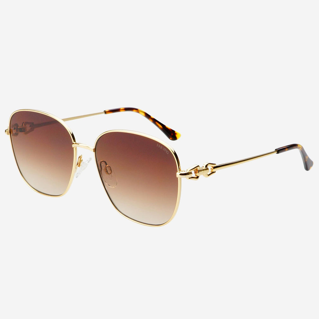 FREYRS Eyewear - Lea Womens Round Sunglasses : Gold /Brown