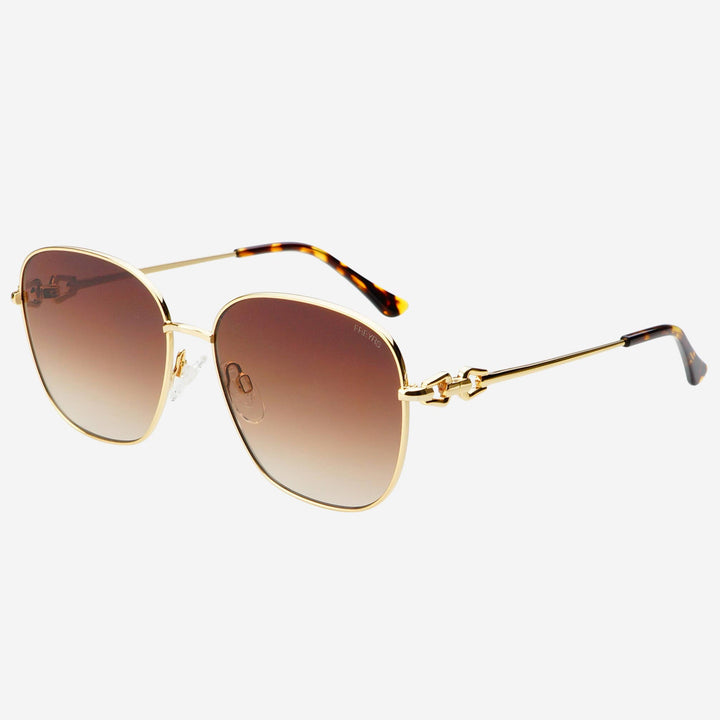 FREYRS Eyewear - Lea Womens Round Sunglasses : Gold /Brown