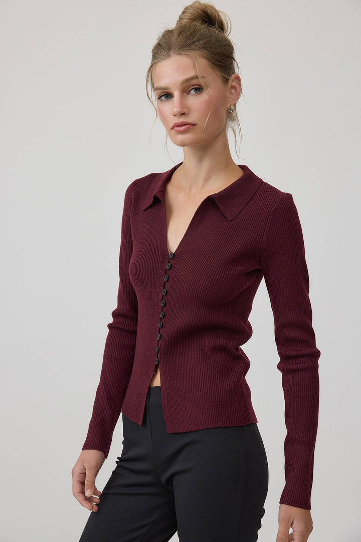 Malaga Ribbed Collar Cardian