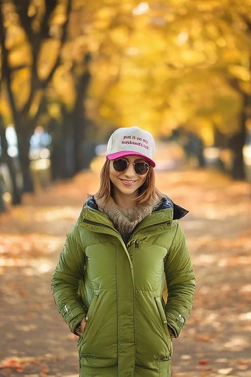 Put It on My Husbands Tab Corduroy Hat - Red/Beige