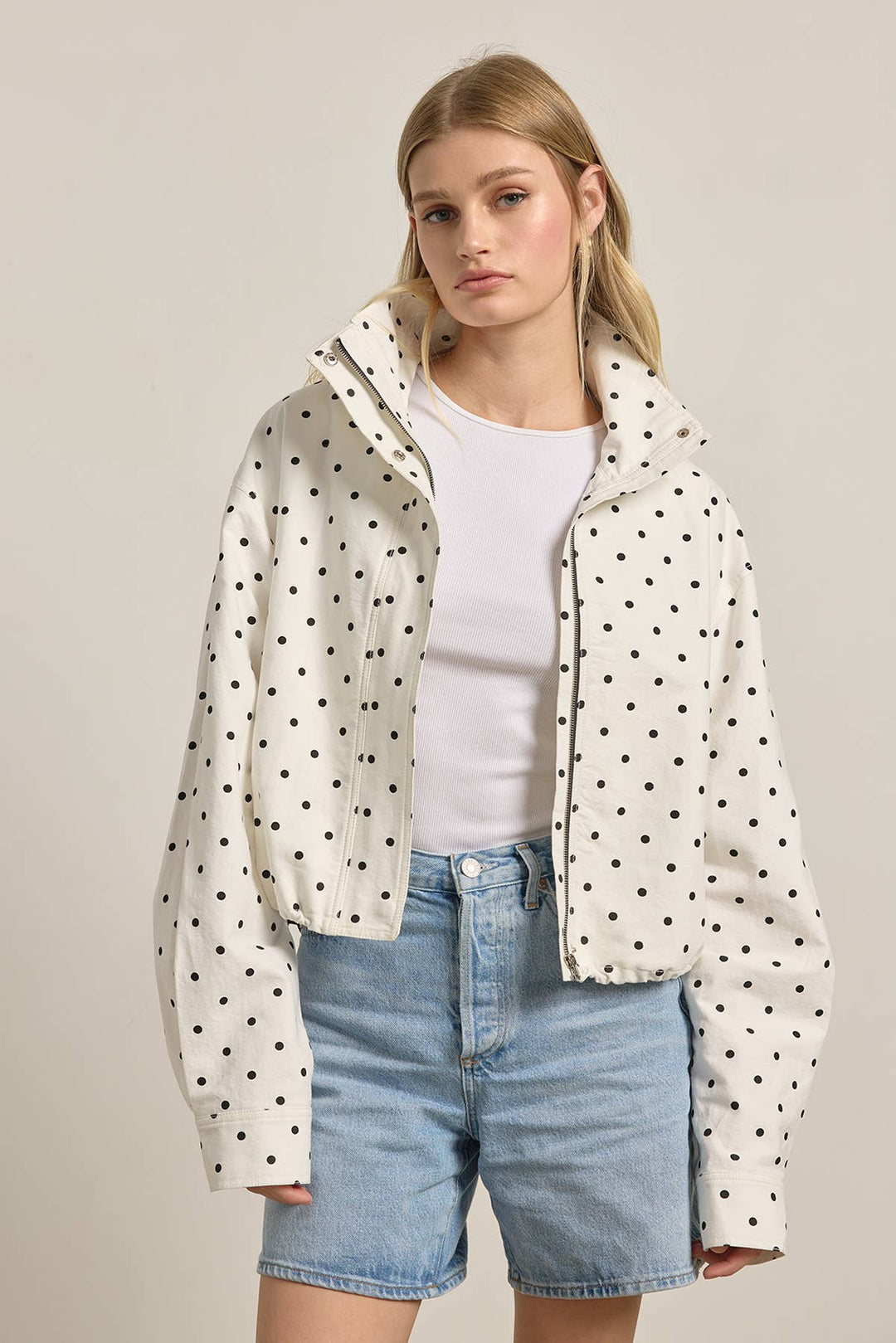 Blane Polka Dot High Neck Jacket