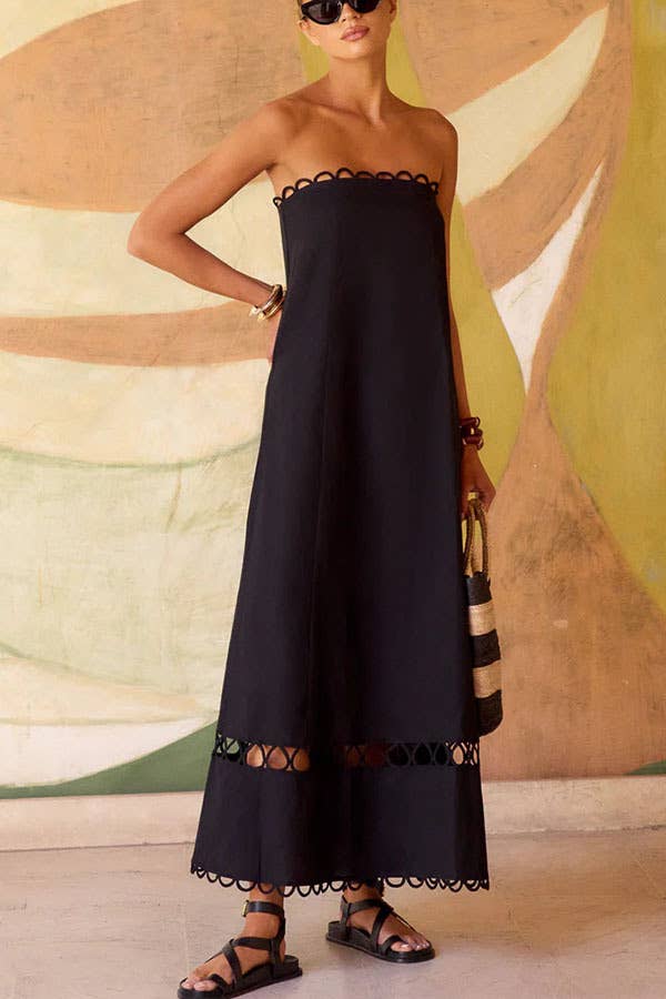 Julia Circle Detail Strapless Dress