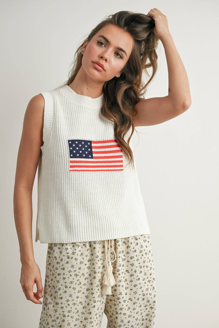 Liberty Flag Sleeveless Sweater