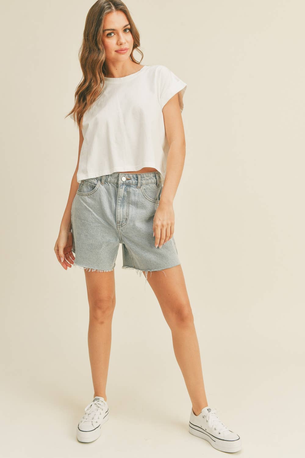 Crystal Cuffed Sleeve Tee