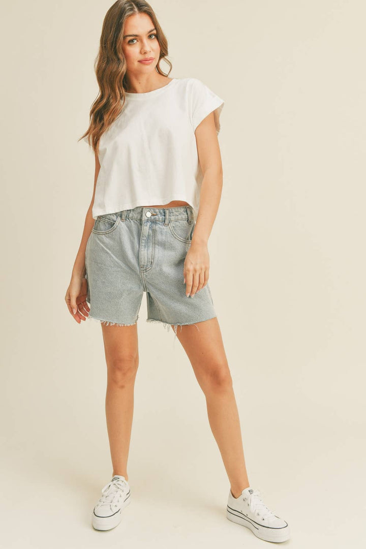 Crystal Cuffed Sleeve Tee