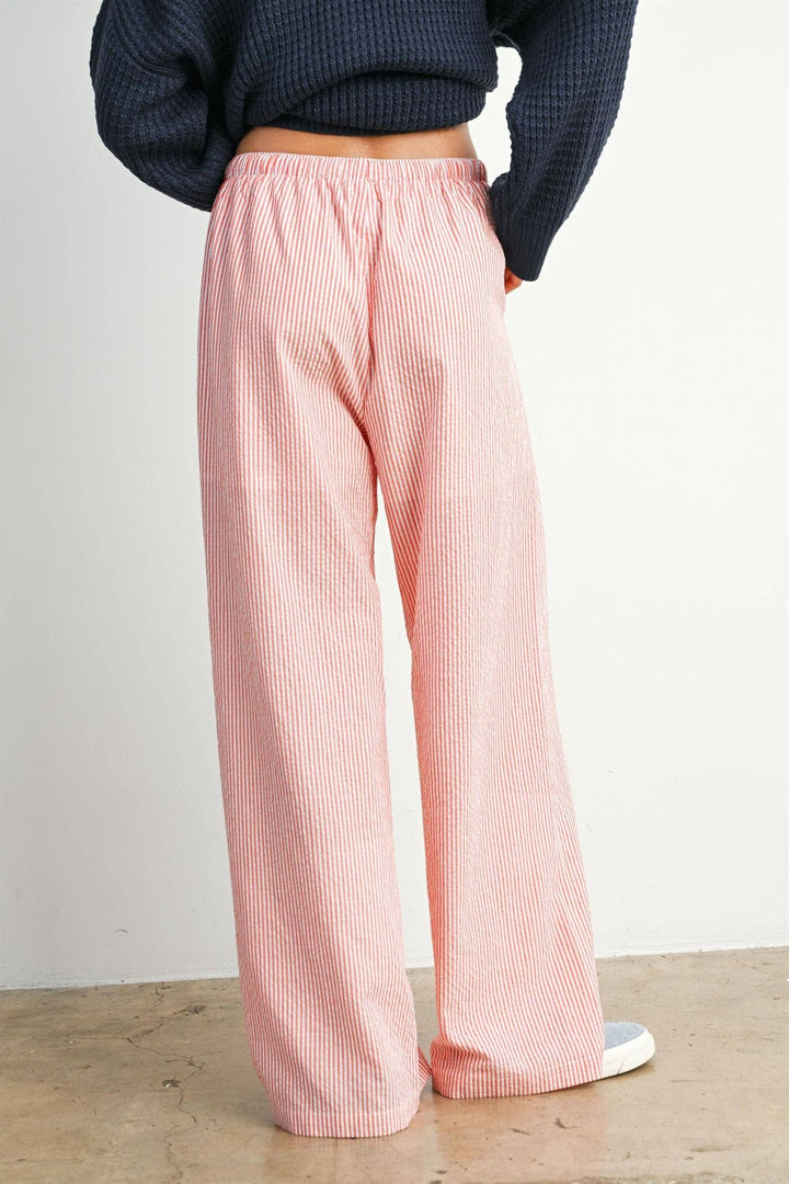 Finch Stripe Drawstring Pants - Red