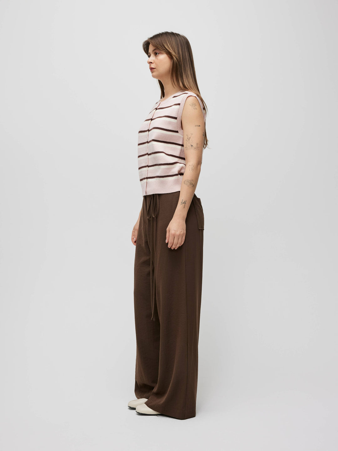 Emory Striped Sleeveless Cardigan