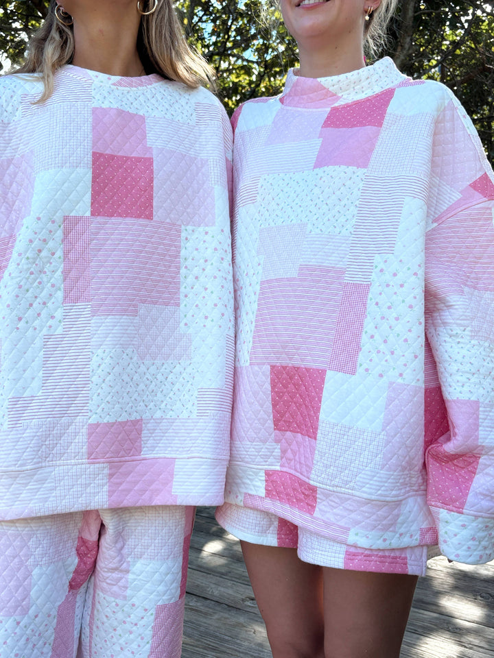 Quilted Margo Patchwork Mockneck Sweatshirt