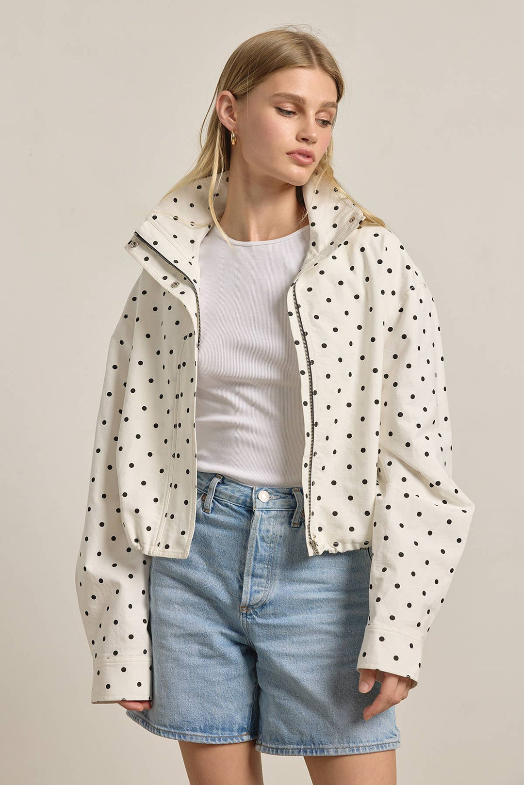 Blane Polka Dot High Neck Jacket