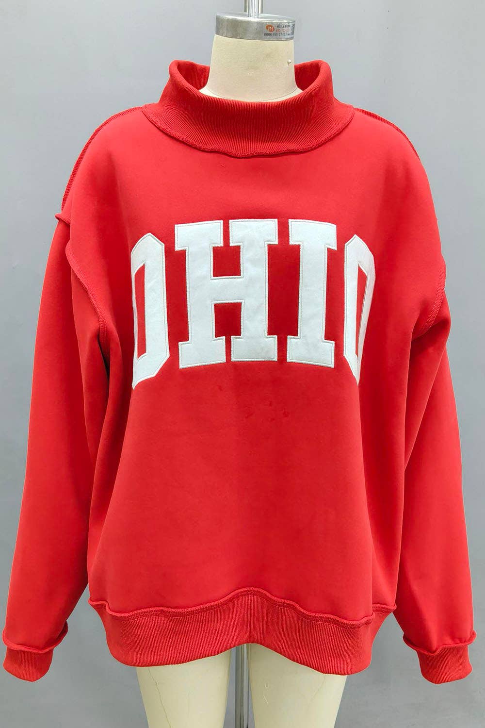 Red OHIO Embroidered Mockneck