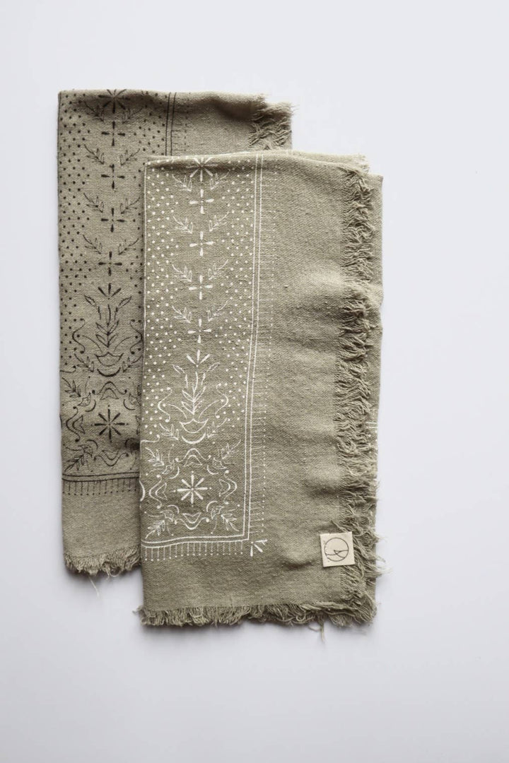 Raw Silk Bandana- Sage Grey