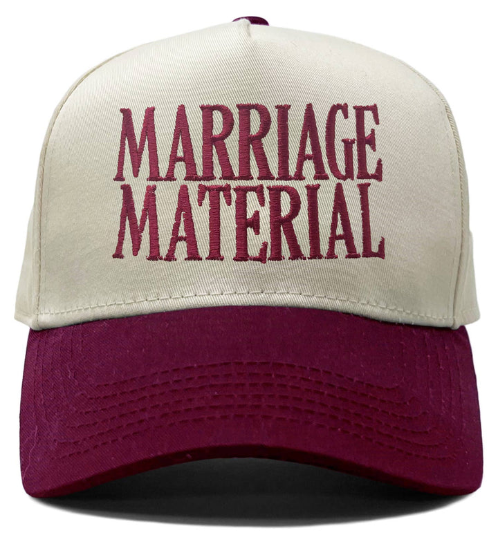 Marriage Material Hat - Burgundy/Beige