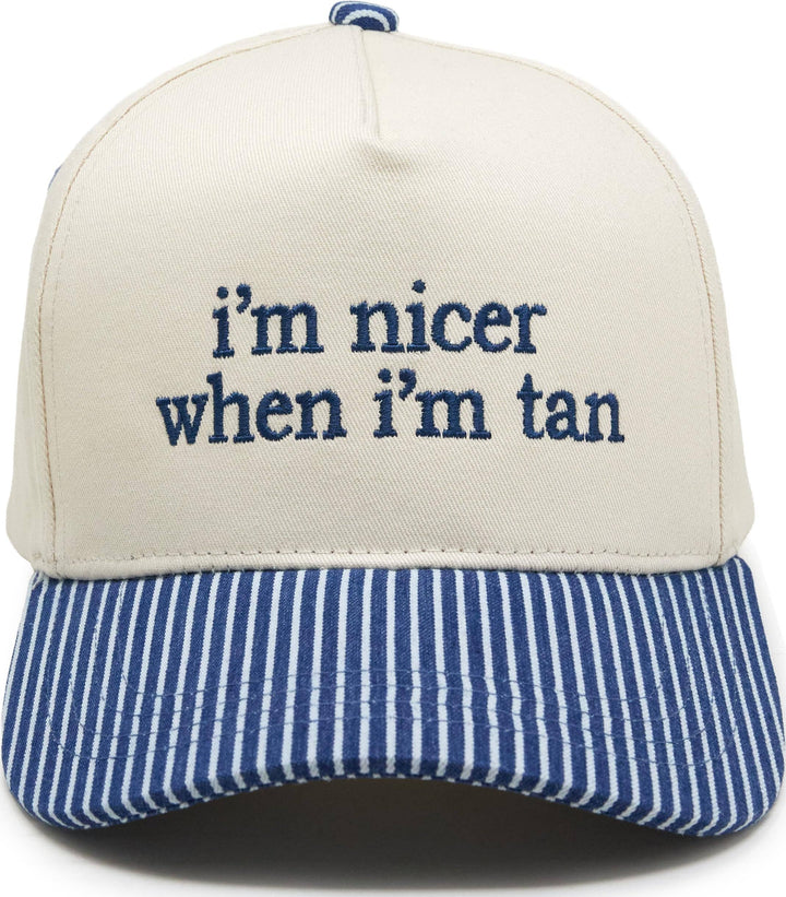 I'm Nicer When I'm Tan - Blue Pinstripe Hat