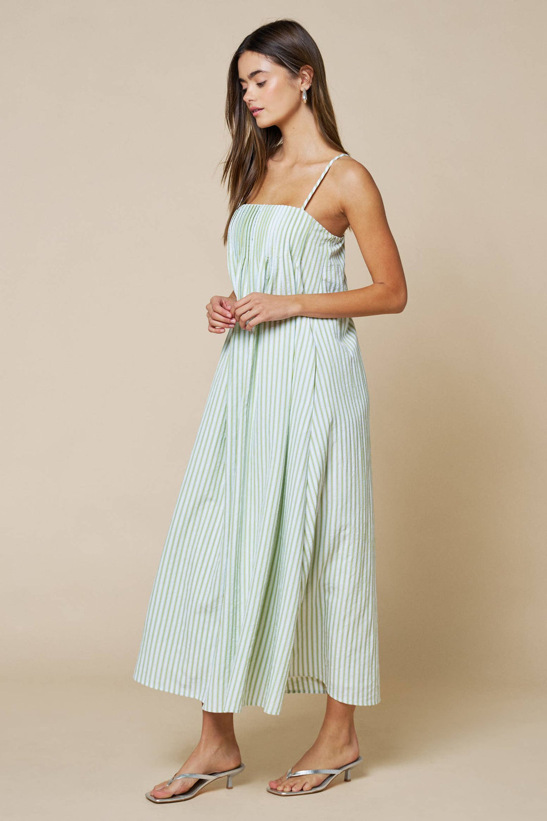 Matcha Pleated Maxi Dress