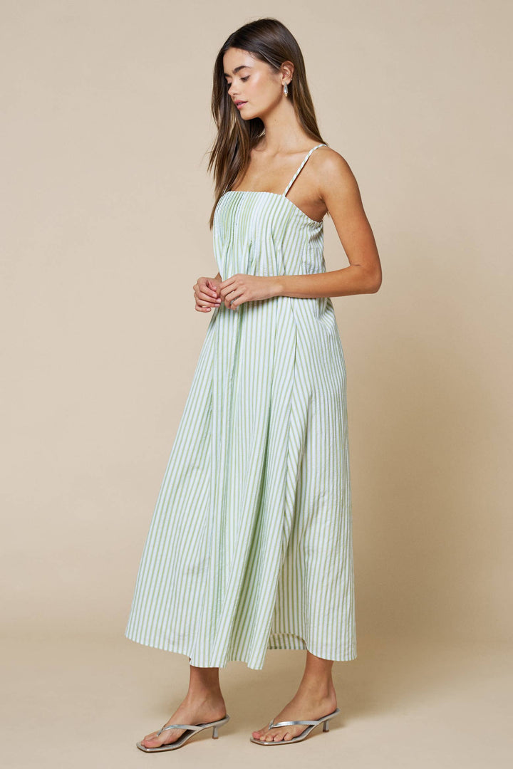 Matcha Pleated Maxi Dress