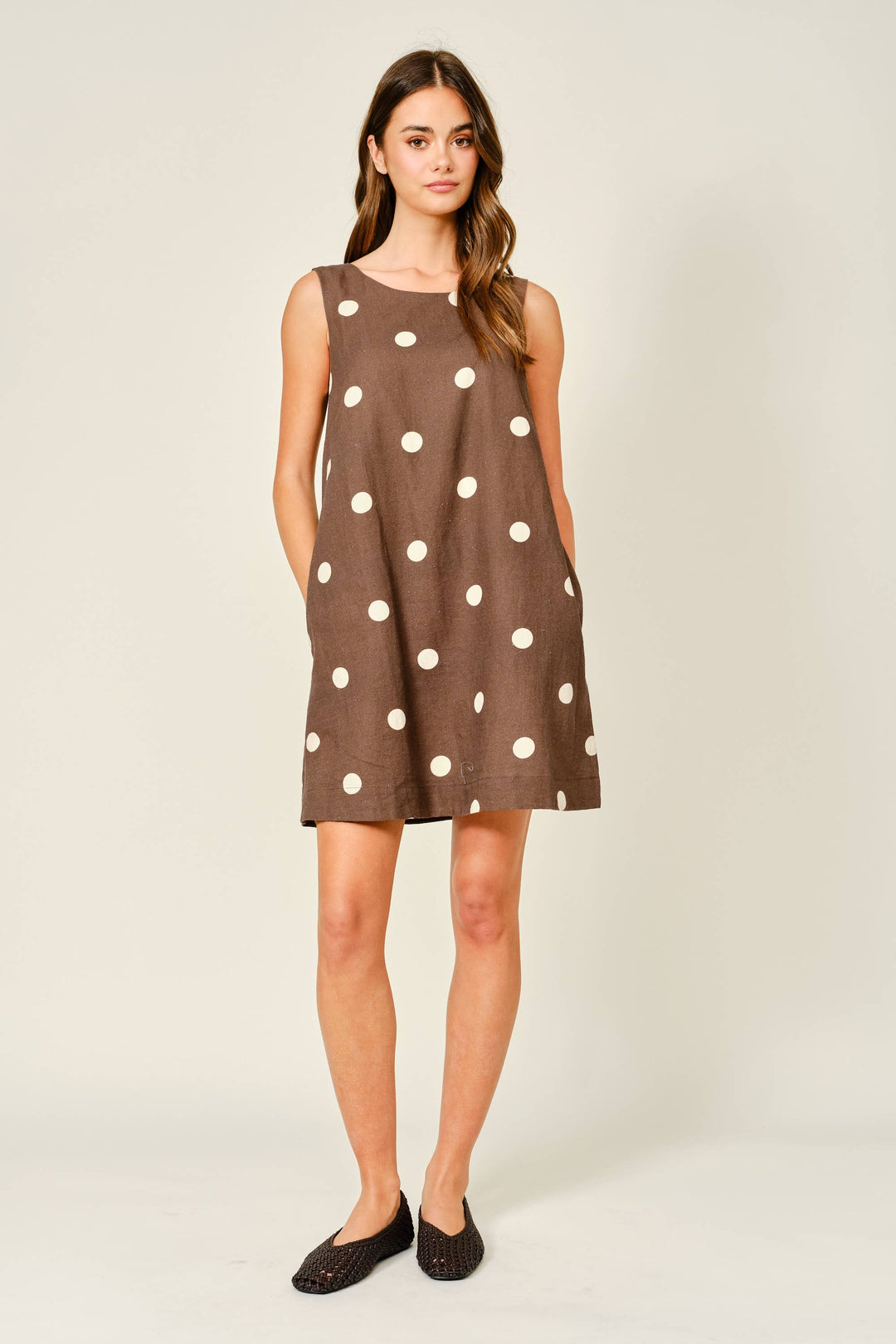 Vivian Linen Polka Dot Dress