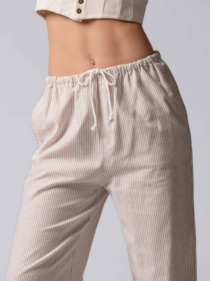 Sarina Pinstripe Drawstring Wide Leg Lounge Pants