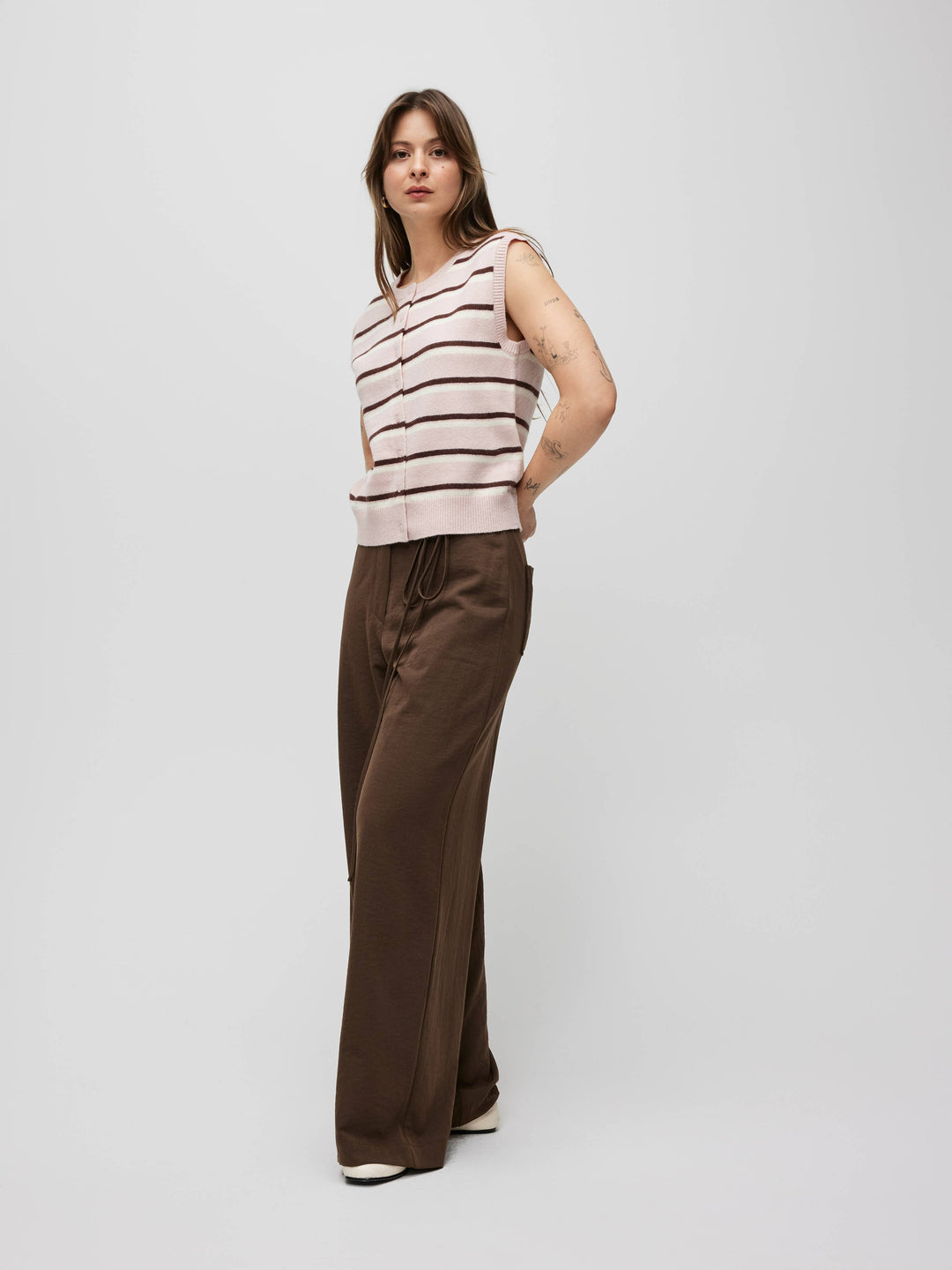 Emory Striped Sleeveless Cardigan