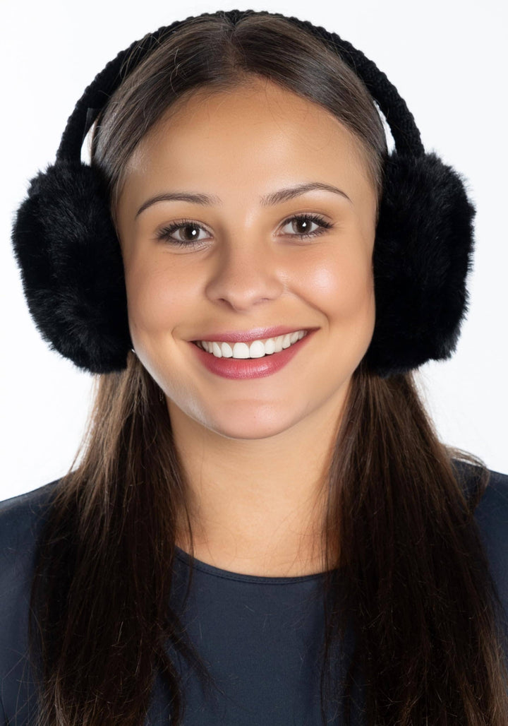 Faux Mink Adjustable Earmuffs - Black