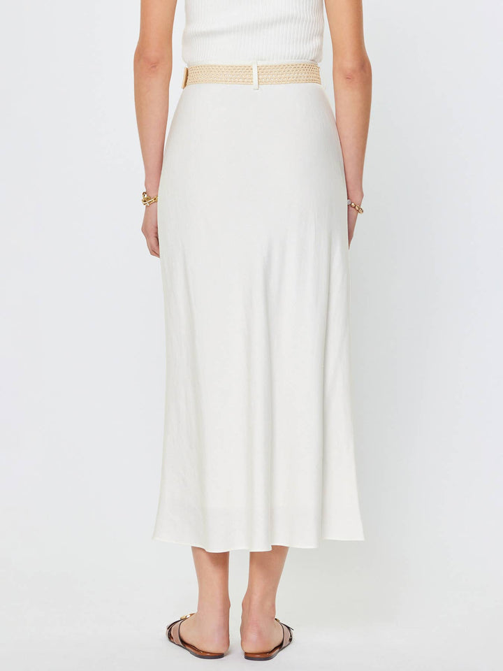 Milos Linen Blend Skirt W/Raffia Belt