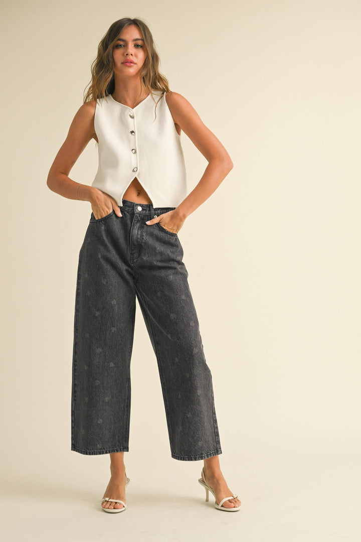 J'adore Sculpted Metal Button Knit Vest