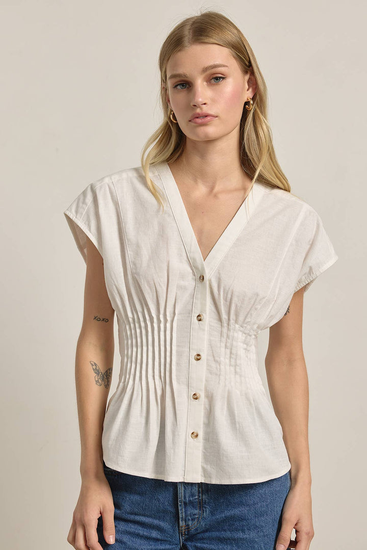 Layla Pleated Waist Cotton Blouse