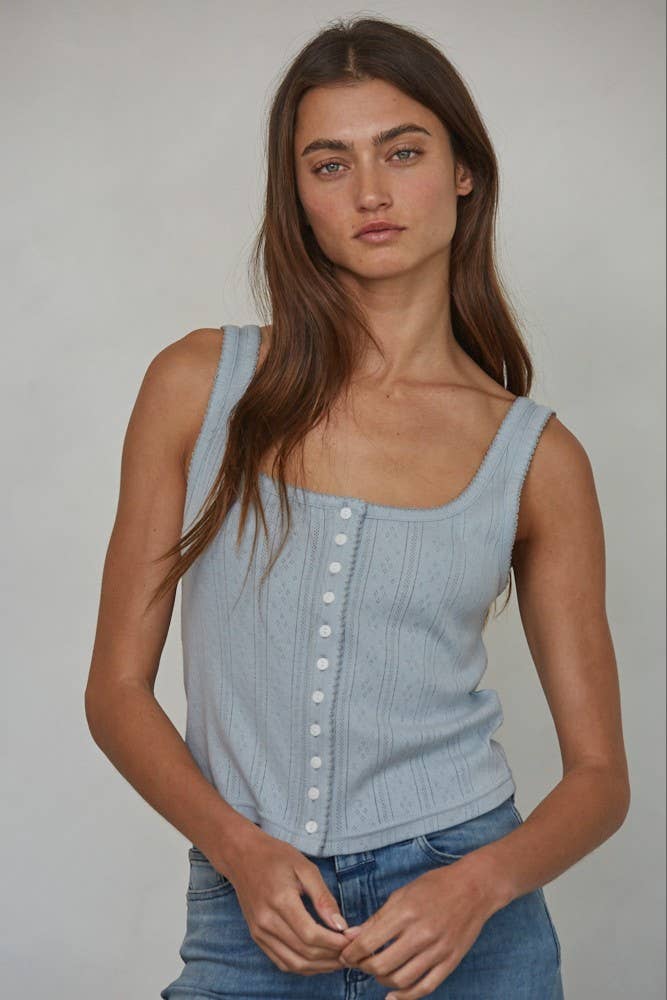 Nora Ribbed Lace Trim Tank