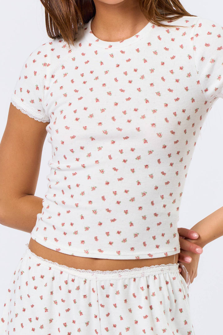 Primrose Pointelle Lace Trim Tee