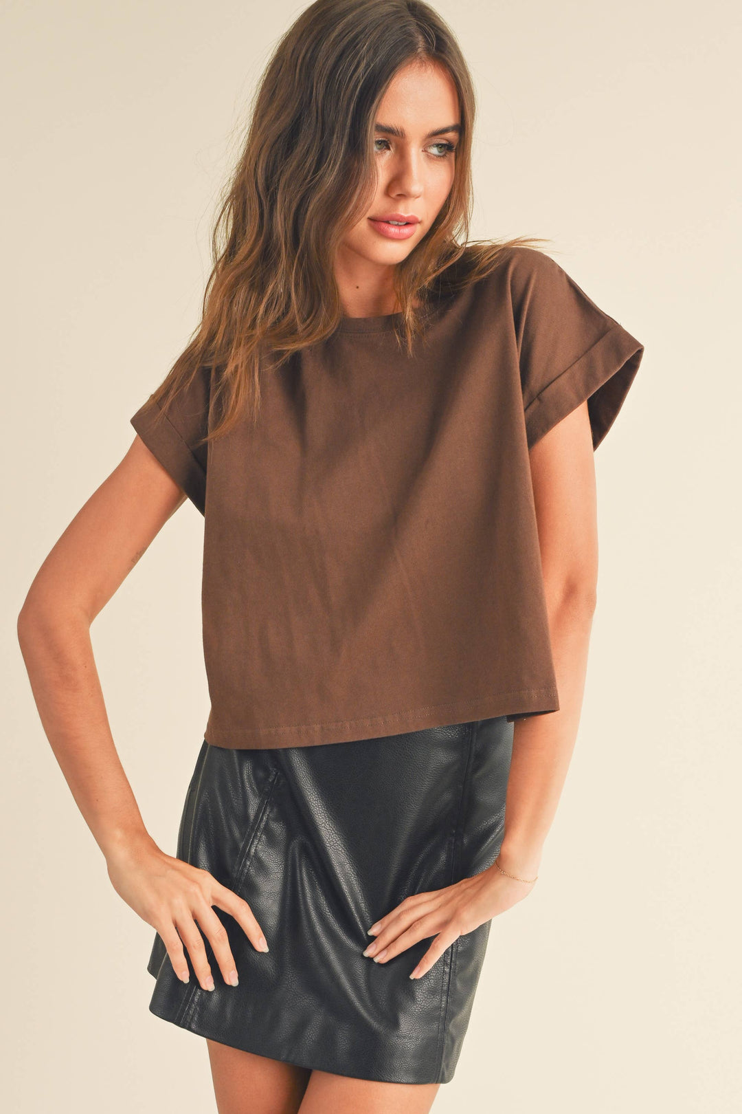 Crystal Cuffed Sleeve Tee