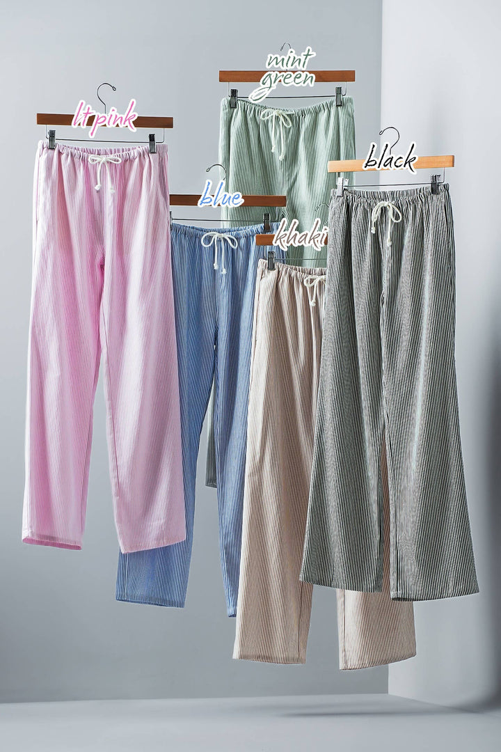 Sarina Pinstripe Drawstring Wide Leg Lounge Pants